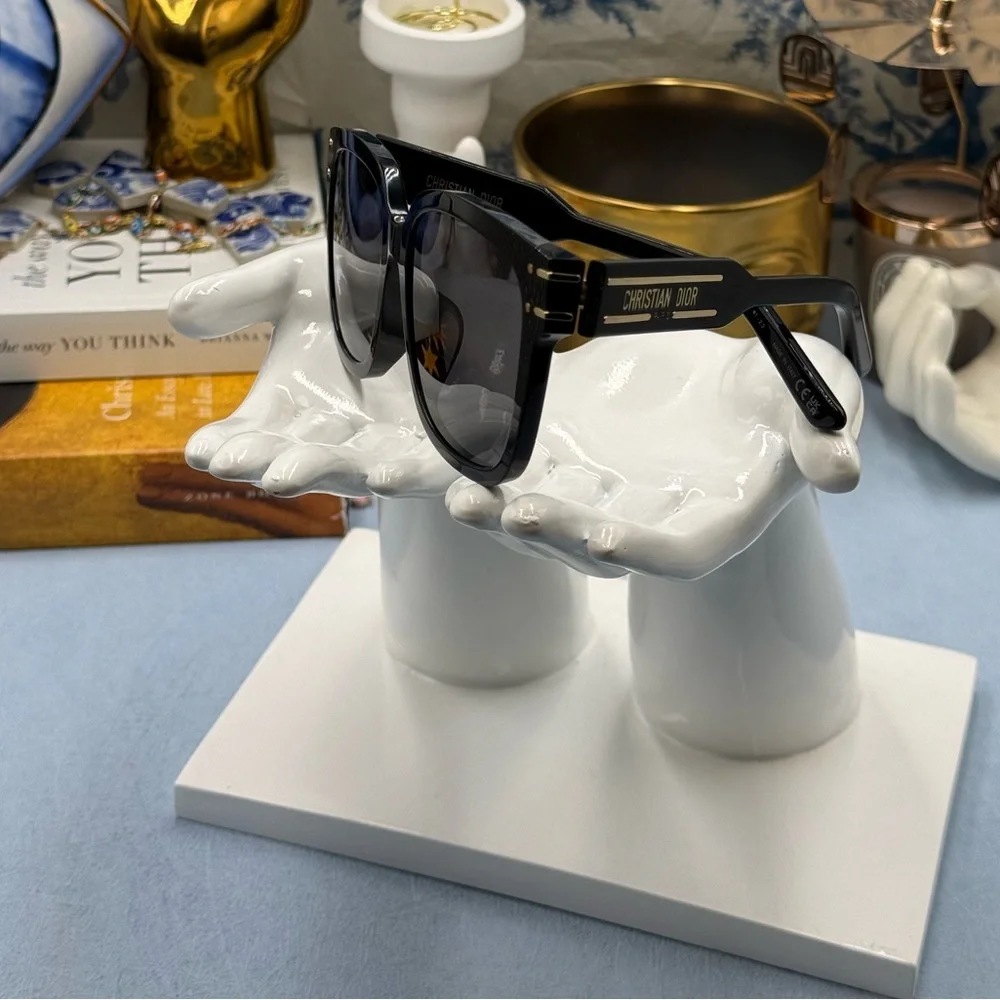 Dior Black and Gold Logo Cat-Eye Sunglasses